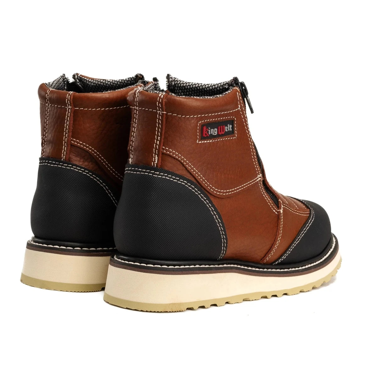 King Welt Ultra Flex 6” Zipper Double Work Boots – Honey/Black - OriginalWestern.com