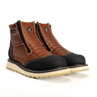 King Welt Ultra Flex 6” Zipper Double Work Boots – Honey/Black - OriginalWestern.com
