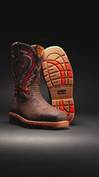 King Welt Venom 11” Python Tribute Square Toe Soft Toe Light Weight Work Boots – Brown - OriginalWestern.com