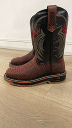 King Welt Venom 11” Python Tribute Square Toe Soft Toe Light Weight Work Boots – Ember Red - OriginalWestern.com