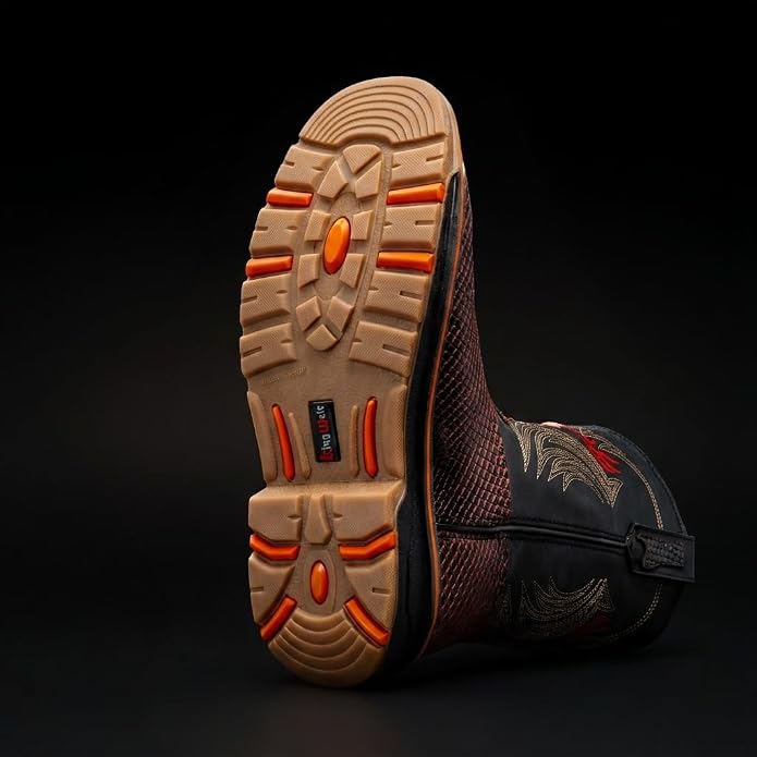 King Welt Venom 11” Python Tribute Square Toe Soft Toe Light Weight Work Boots – Ember Red - OriginalWestern.com