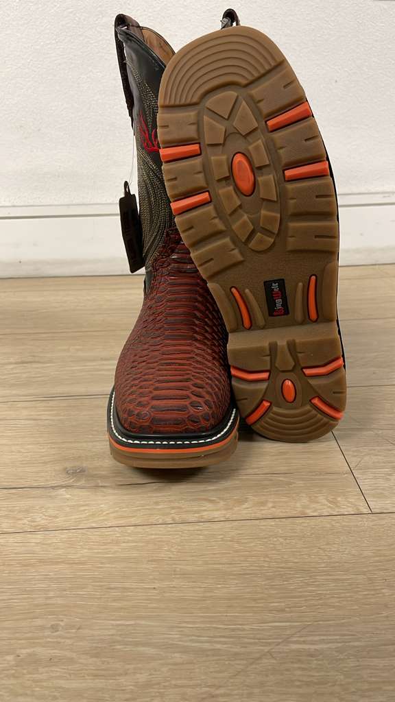King Welt Venom 11” Python Tribute Square Toe Soft Toe Light Weight Work Boots – Ember Red - OriginalWestern.com