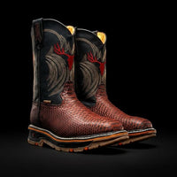 King Welt Venom 11” Python Tribute Square Toe Soft Toe Light Weight Work Boots – Ember Red - OriginalWestern.com