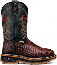 King Welt Venom 11” Python Tribute Square Toe Soft Toe Light Weight Work Boots – Ember Red - OriginalWestern.com
