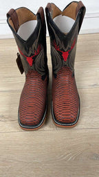 King Welt Venom 11” Python Tribute Square Toe Soft Toe Light Weight Work Boots – Ember Red - OriginalWestern.com