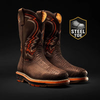 King Welt Venom 11” Python Tribute Work Boot Steel Toe – Brown - OriginalWestern.com