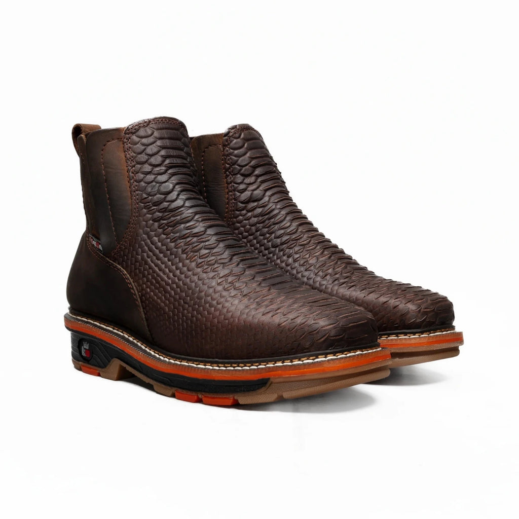 King Welt Venom 6” Python Tribute Ankle Work Boot – Brown - OriginalWestern.com