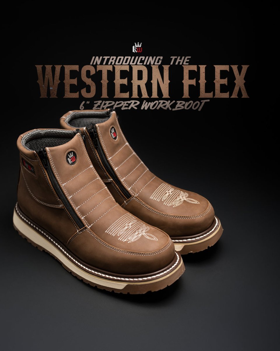 King Welt Western Flex 6” Zipper Double Work Boots Soft Toe – Laton - OriginalWestern.com