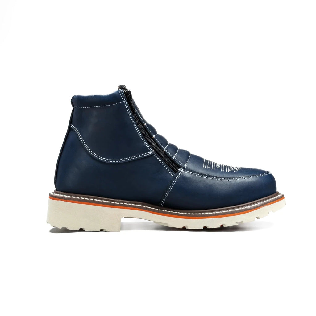 King Welt Western Flex 6” Zipper Double Work Boots Soft Toe– Navy - OriginalWestern.com