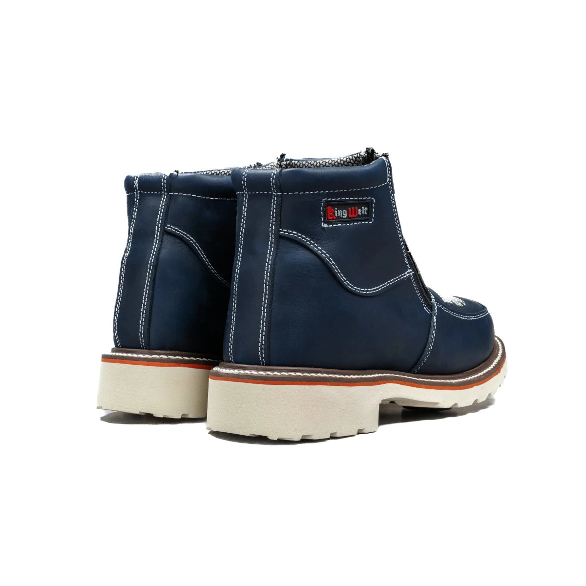 King Welt Western Flex 6” Zipper Double Work Boots Soft Toe– Navy - OriginalWestern.com
