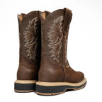 King Welt Women's 11' Square Toe Western Work Boots - Soft Toe Brown - OriginalWestern.com