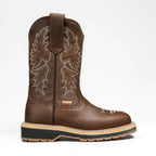 King Welt Women's 11' Square Toe Western Work Boots - Soft Toe Brown - OriginalWestern.com