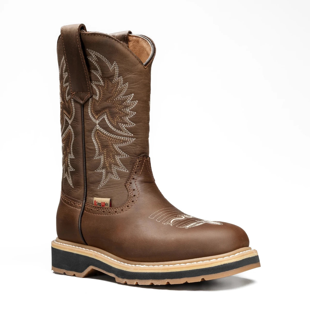 King Welt Women's 11' Square Toe Western Work Boots - Soft Toe Brown - OriginalWestern.com