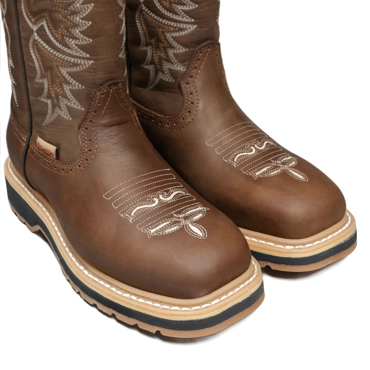 King Welt Women's 11' Square Toe Western Work Boots - Soft Toe Brown - OriginalWestern.com