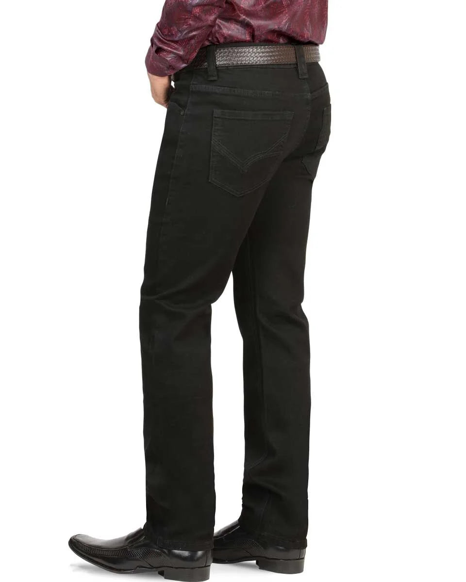 Men's Boot Cut Western Jeans – Stretch Denim Cowboy Pants - Black 1601