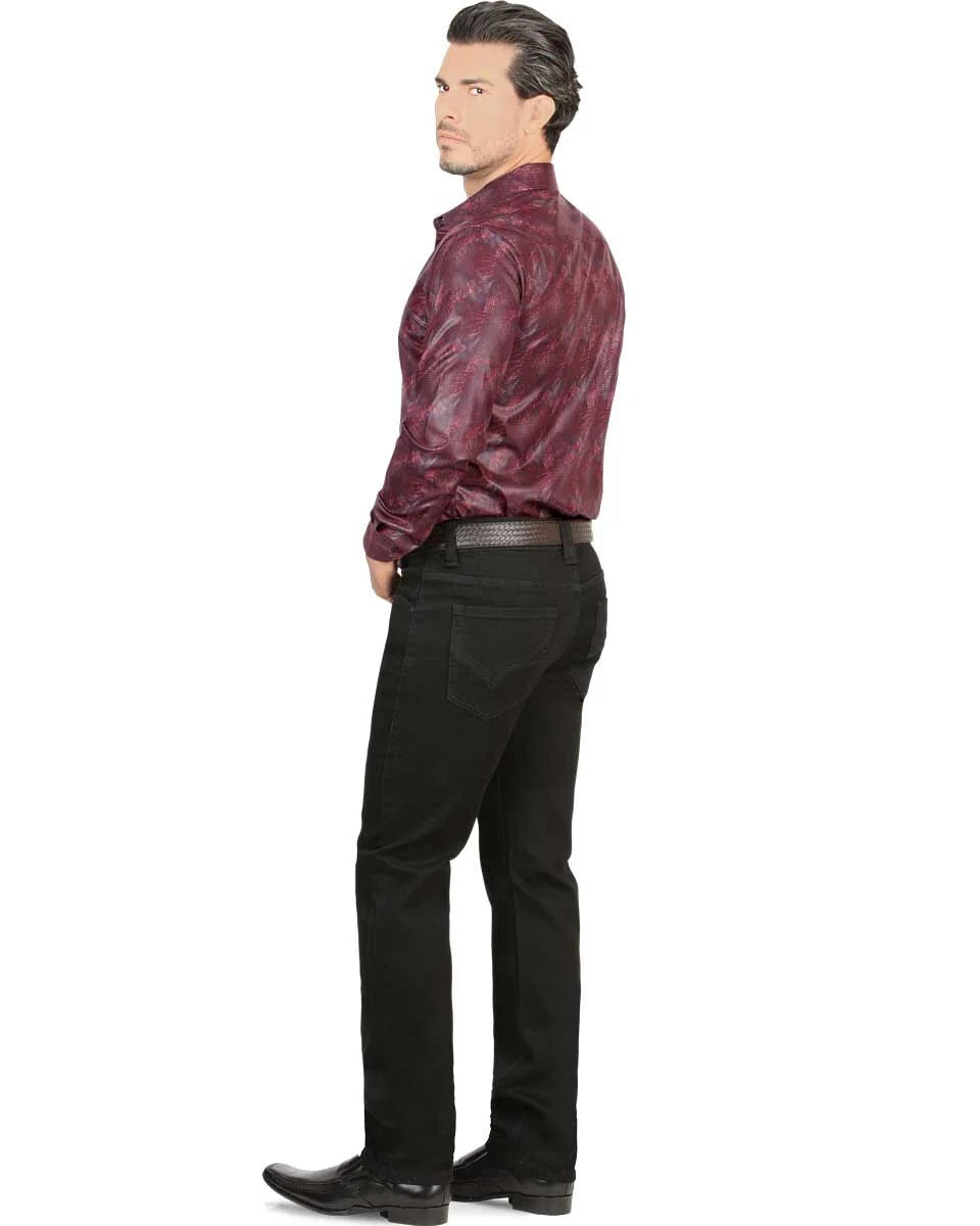 Men's Boot Cut Western Jeans – Stretch Denim Cowboy Pants - Black 1601