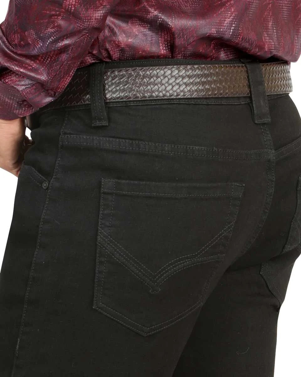 Men's Boot Cut Western Jeans – Stretch Denim Cowboy Pants - Black 1601