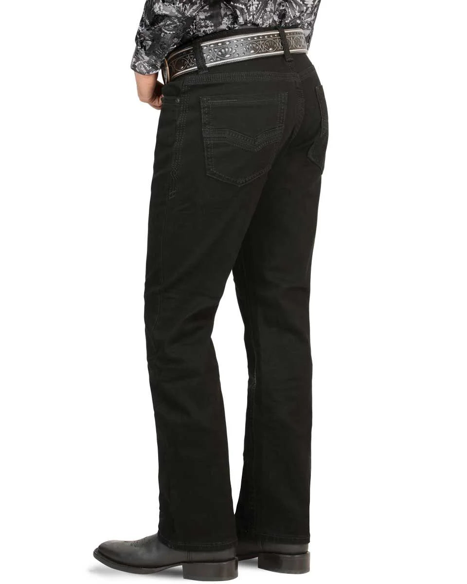 Men's Boot Cut Western Jeans – Stretch Denim Cowboy Pants -  Black 9054