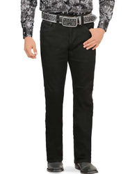 Men's Boot Cut Western Jeans – Stretch Denim Cowboy Pants -  Black 9054