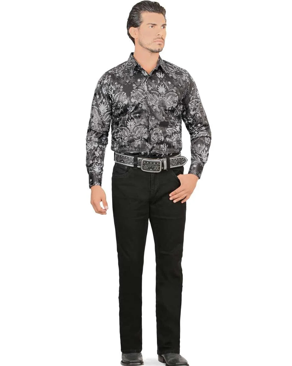 Men's Boot Cut Western Jeans – Stretch Denim Cowboy Pants -  Black 9054