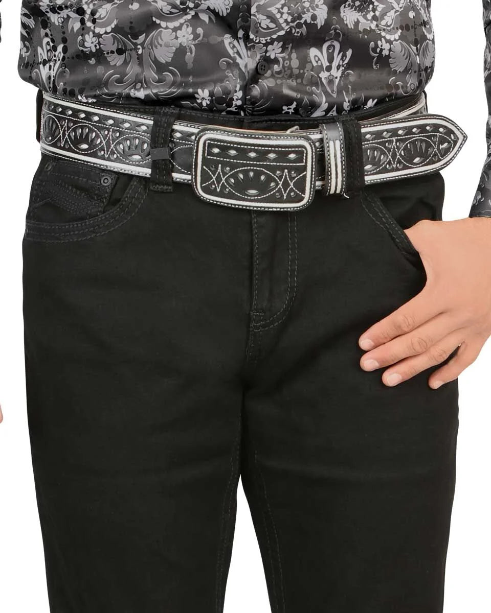 Men's Boot Cut Western Jeans – Stretch Denim Cowboy Pants -  Black 9054
