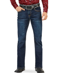 Men's Boot Cut Western Jeans – Stretch Denim Cowboy Pants -  Dk Blue 9046