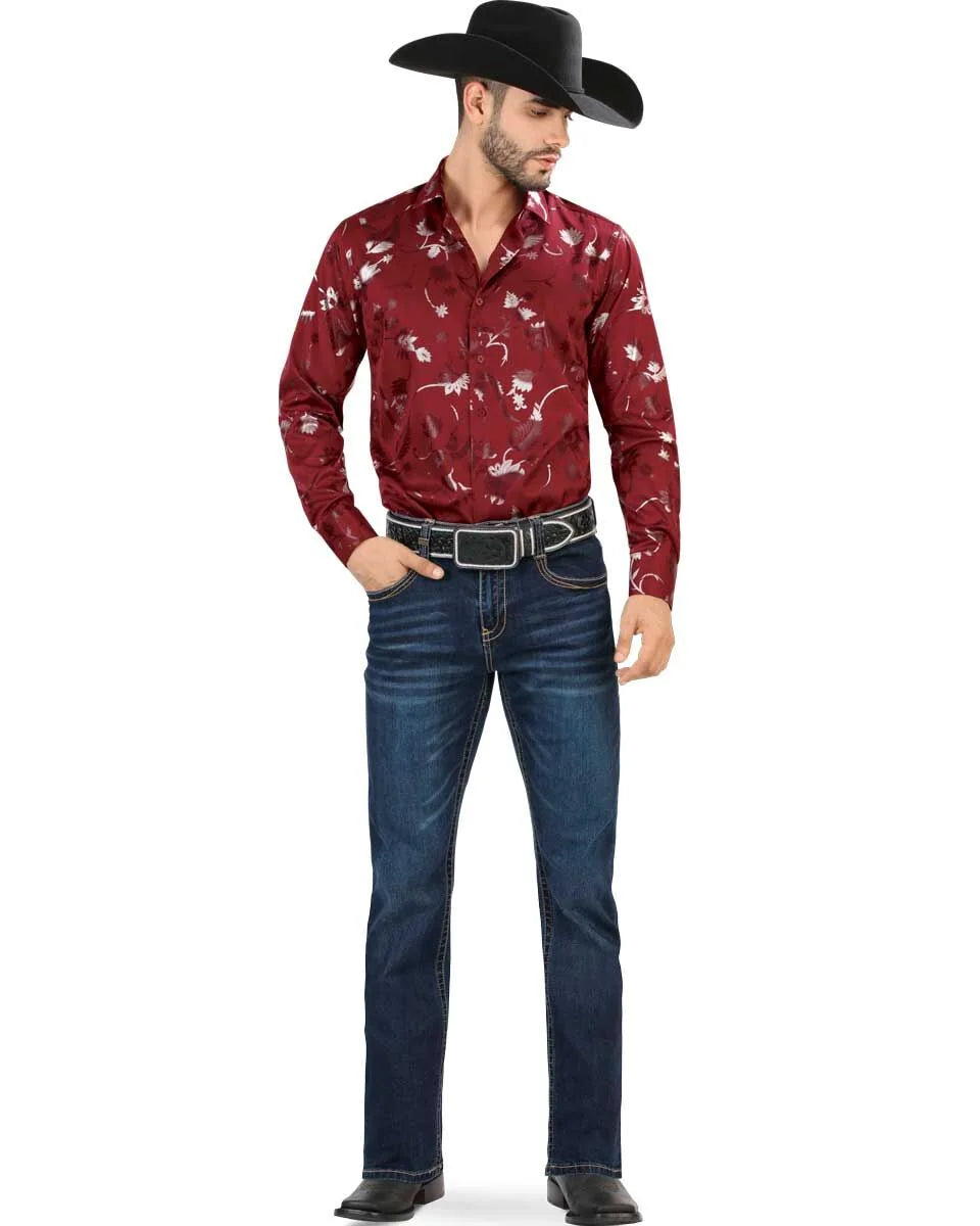 Men's Boot Cut Western Jeans – Stretch Denim Cowboy Pants -  Dk Blue 9046