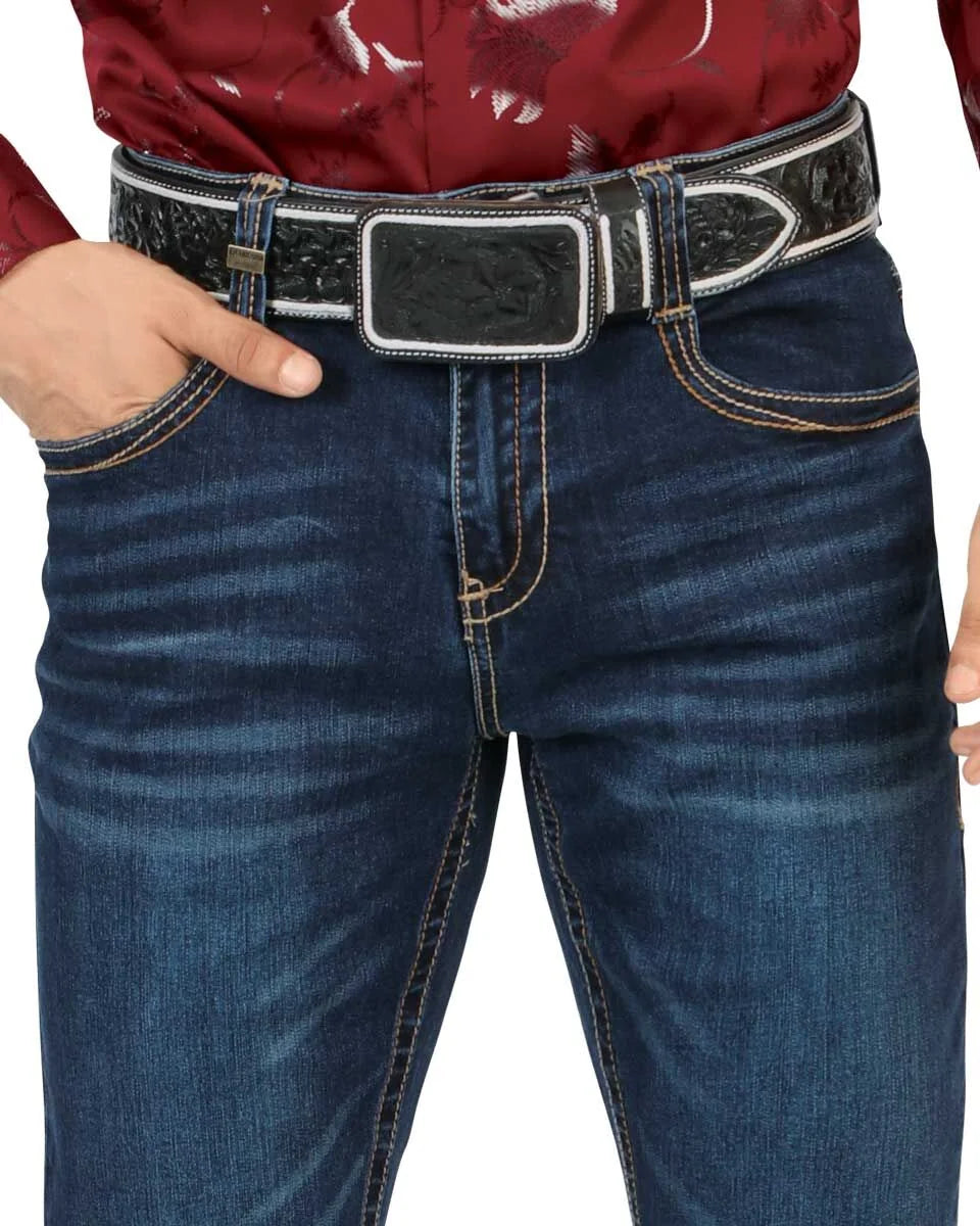 Men's Boot Cut Western Jeans – Stretch Denim Cowboy Pants -  Dk Blue 9046