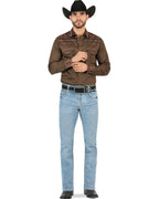 Men's Boot Cut Western Jeans – Stretch Denim Cowboy Pants - Lt Blue 9045