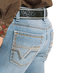 Men's Boot Cut Western Jeans – Stretch Denim Cowboy Pants - Lt Blue 9045
