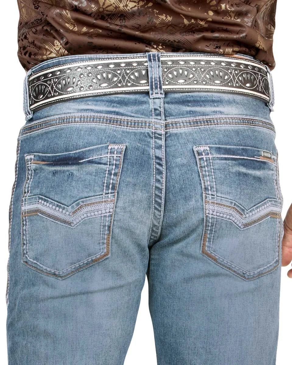 Men's Boot Cut Western Jeans – Stretch Denim Cowboy Pants - Lt Blue 9054