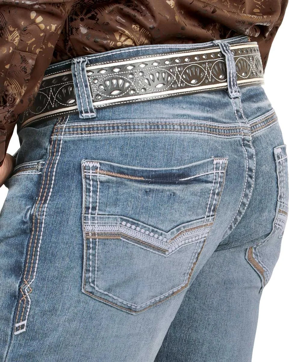 Men's Boot Cut Western Jeans – Stretch Denim Cowboy Pants - Lt Blue 9054