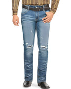 Men's Boot Cut Western Jeans – Stretch Denim Cowboy Pants -   Med Blue 1601