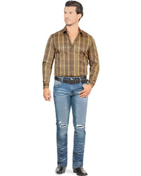 Men's Boot Cut Western Jeans – Stretch Denim Cowboy Pants -   Med Blue 1601