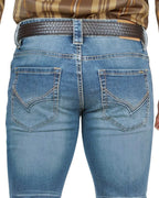 Men's Boot Cut Western Jeans – Stretch Denim Cowboy Pants -   Med Blue 1601