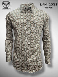 Lamasini Men's Traditional Embroidered Western Shirt - Beige 2031 - OriginalWestern.com