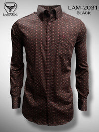 Lamasini Men's Traditional Embroidered Western Shirt - Black 2031 - OriginalWestern.com