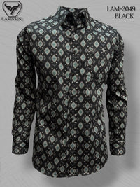 Lamasini Men's Traditional Embroidered Western Shirt - Black 2049 - OriginalWestern.com
