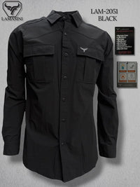 Lamasini Men's Traditional Embroidered Western Shirt - Black 2051 - OriginalWestern.com