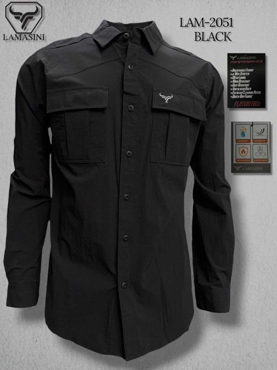 Lamasini Men's Traditional Embroidered Western Shirt - Black 2051 - OriginalWestern.com
