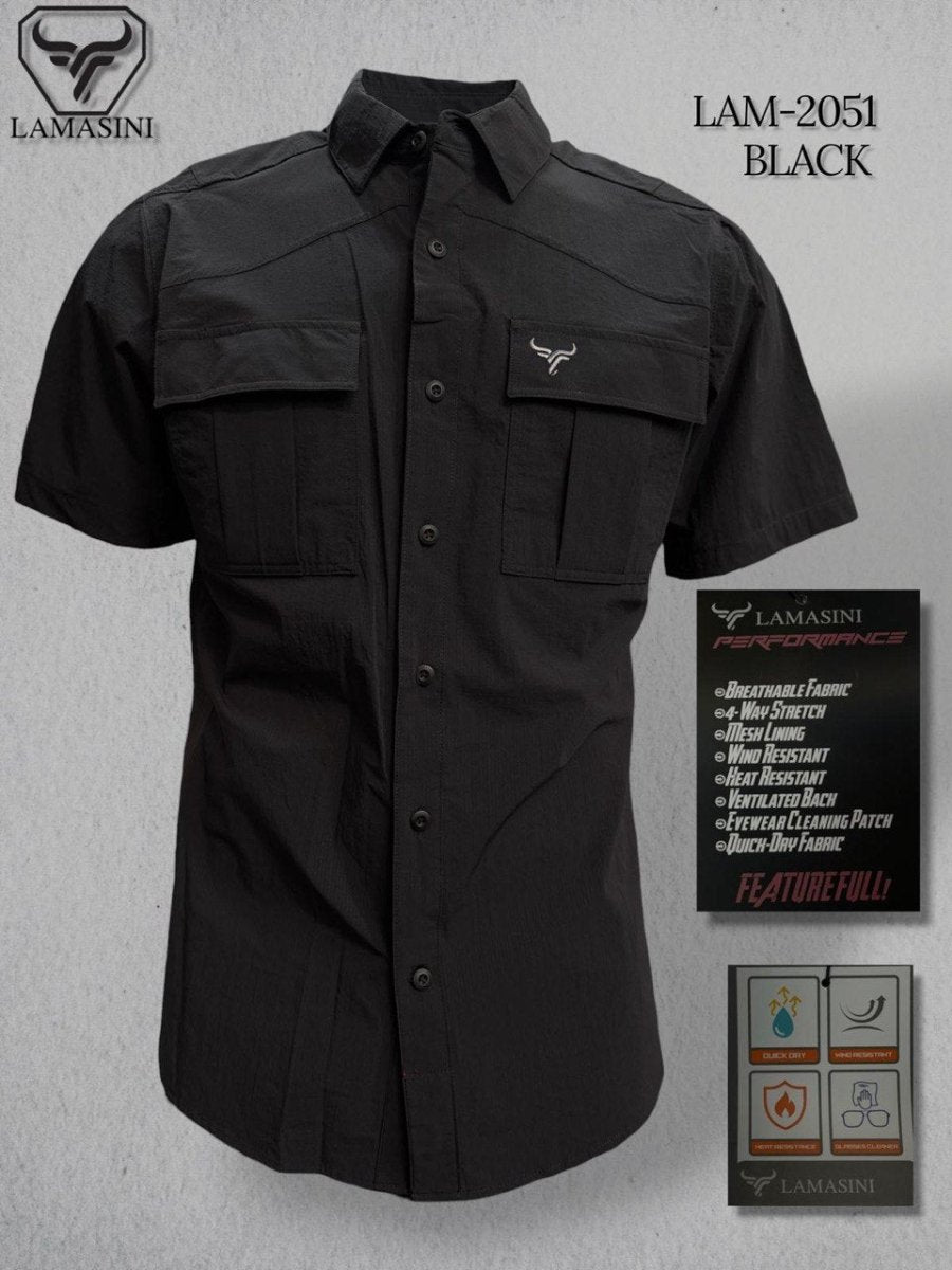 Lamasini Men's Traditional Embroidered Western Shirt - Black 2051 - OriginalWestern.com