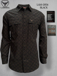 Lamasini Men's Traditional Embroidered Western Shirt - Black 2054 - OriginalWestern.com