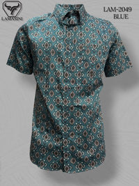 Lamasini Men's Traditional Embroidered Western Shirt - Blue 2049 - OriginalWestern.com