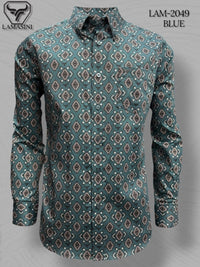 Lamasini Men's Traditional Embroidered Western Shirt - Blue 2049 - OriginalWestern.com