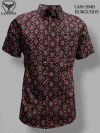 Lamasini Men's Traditional Embroidered Western Shirt - Burgundy 2049 - OriginalWestern.com