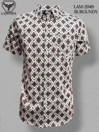 Lamasini Men's Traditional Embroidered Western Shirt - Burgundy 2049 - OriginalWestern.com