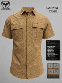 Lamasini Men's Traditional Embroidered Western Shirt - Camel 2054 - OriginalWestern.com