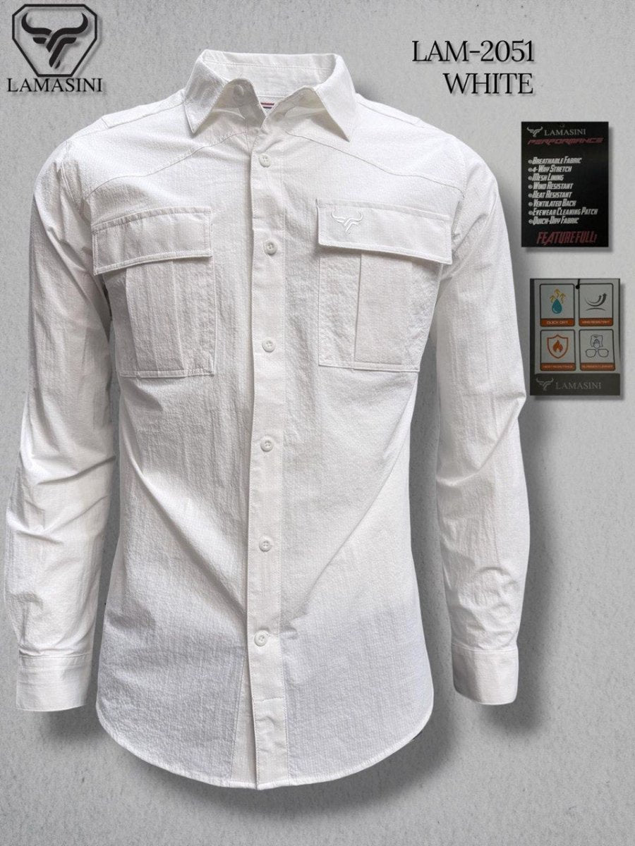 Lamasini Men's Traditional Embroidered Western Shirt - White 2051 - OriginalWestern.com