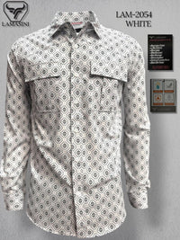 Lamasini Men's Traditional Embroidered Western Shirt - White 2054 - OriginalWestern.com