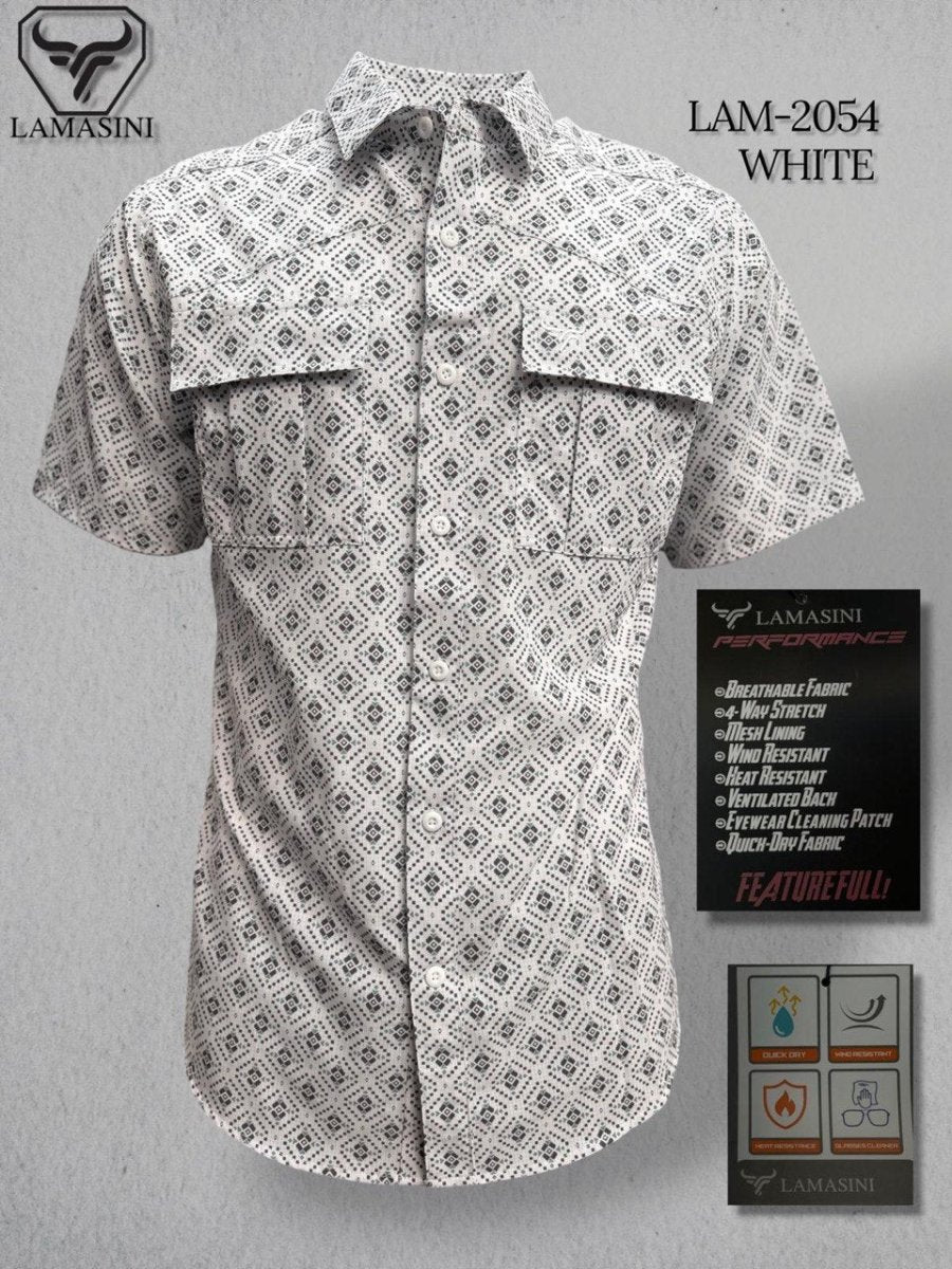 Lamasini Men's Traditional Embroidered Western Shirt - White 2054 - OriginalWestern.com